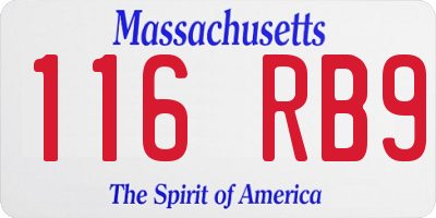 MA license plate 116RB9