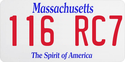 MA license plate 116RC7