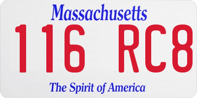 MA license plate 116RC8