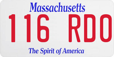 MA license plate 116RD0