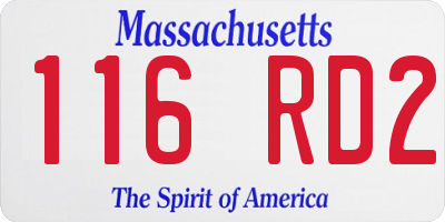 MA license plate 116RD2