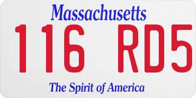 MA license plate 116RD5