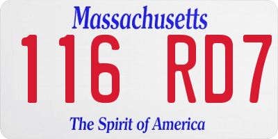 MA license plate 116RD7