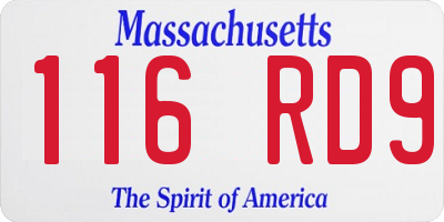 MA license plate 116RD9