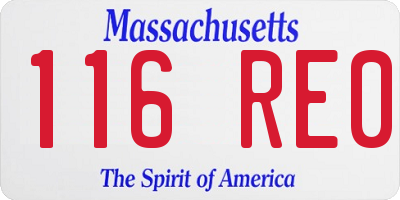 MA license plate 116RE0