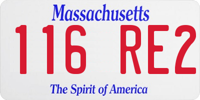 MA license plate 116RE2