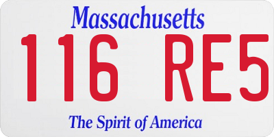 MA license plate 116RE5