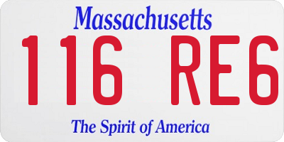 MA license plate 116RE6