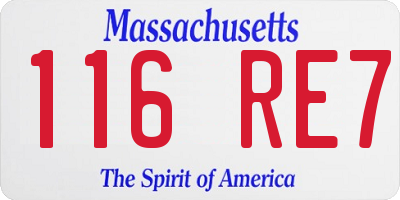 MA license plate 116RE7