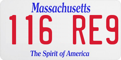 MA license plate 116RE9
