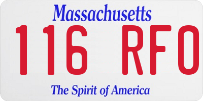 MA license plate 116RF0