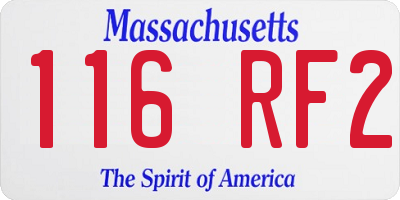 MA license plate 116RF2