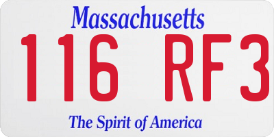 MA license plate 116RF3