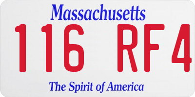 MA license plate 116RF4