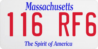 MA license plate 116RF6