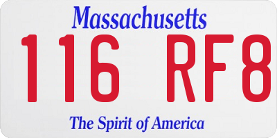 MA license plate 116RF8