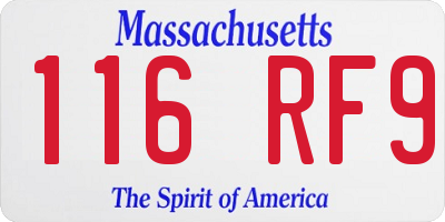 MA license plate 116RF9