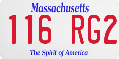 MA license plate 116RG2