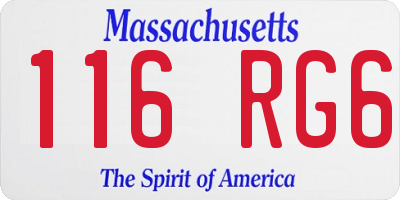 MA license plate 116RG6