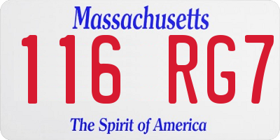 MA license plate 116RG7