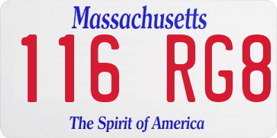 MA license plate 116RG8