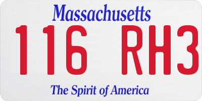MA license plate 116RH3