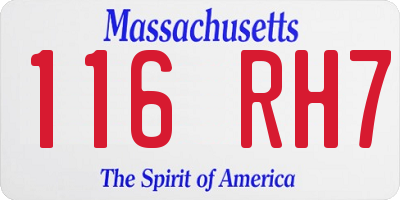 MA license plate 116RH7