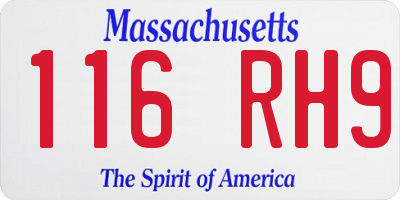 MA license plate 116RH9