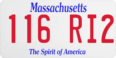 MA license plate 116RI2