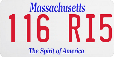 MA license plate 116RI5