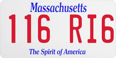 MA license plate 116RI6
