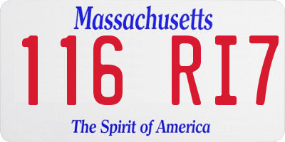 MA license plate 116RI7