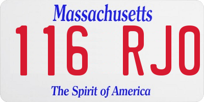MA license plate 116RJ0