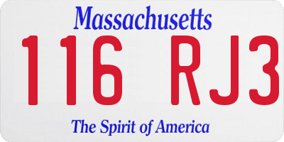 MA license plate 116RJ3