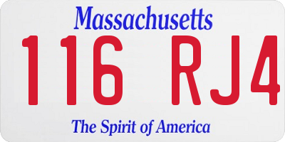 MA license plate 116RJ4