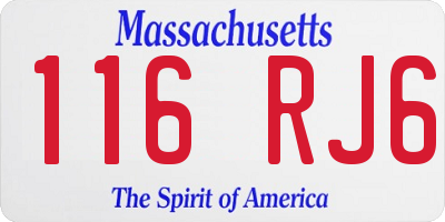MA license plate 116RJ6