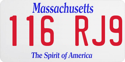 MA license plate 116RJ9