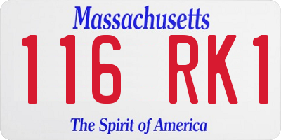 MA license plate 116RK1