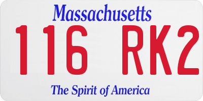 MA license plate 116RK2