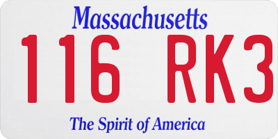 MA license plate 116RK3