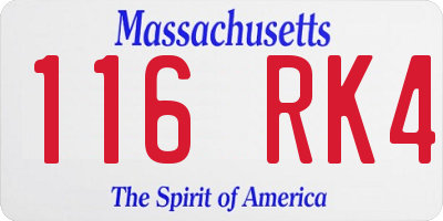 MA license plate 116RK4