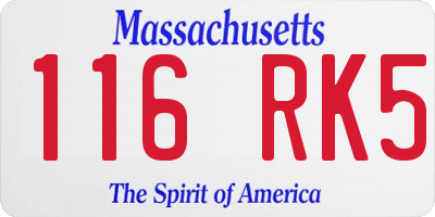MA license plate 116RK5
