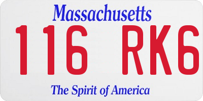 MA license plate 116RK6