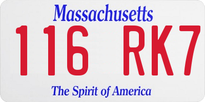 MA license plate 116RK7