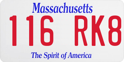 MA license plate 116RK8