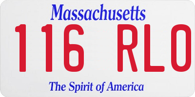 MA license plate 116RL0