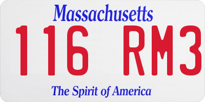 MA license plate 116RM3