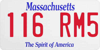 MA license plate 116RM5