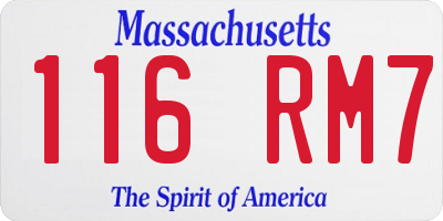 MA license plate 116RM7