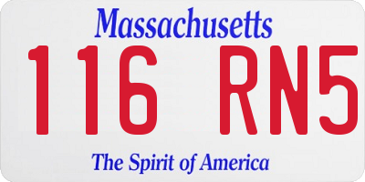 MA license plate 116RN5